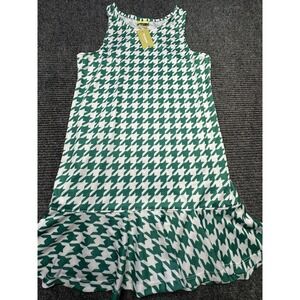 Top Banana Dress Womens Large Houndstooth Tennis Flare Sleeveless Made in‎ USA